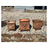 Lion Bust Resin Planters in Wrought Iron Stands