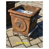 Lion Bust Resin Planters in Wrought Iron Stands