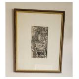 Abstract Monochrome Framed Etching signed Gloria 1971