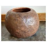 Art Pottery Brown Glaze Clay Bulb Vase signed J Ulrich
