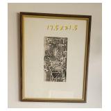 Abstract Monochrome Framed Etching signed Gloria 1971