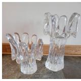 MCM Swedish Ice Glass Candle Holders