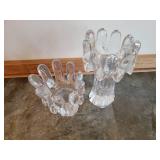 MCM Swedish Ice Glass Candle Holders