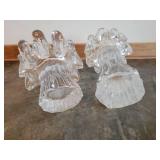 MCM Swedish Ice Glass Candle Holders
