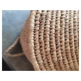 African Sweet Grass Lidded Basket with Animal Hide Bottom