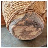 African Sweet Grass Lidded Basket with Animal Hide Bottom