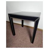 Faux Black Leather Tacked Accent Table