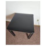 Faux Black Leather Tacked Accent Table