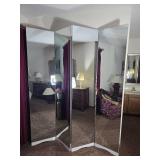 Awesome Vintage 4-Panel Mirrored Screen