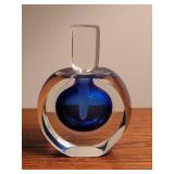 Elegant Iridiscent Blue Art Glass Perfume Bottle