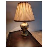 Petite Draped Brass Table Lamp, pair