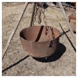 Large Cast Iron Cauldron, with Antique Chain