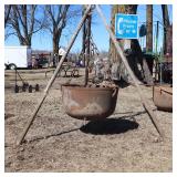 Large Cast Iron Cauldron, with Antique Chain