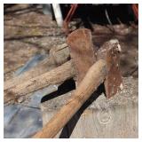3 Vintage axes - one of them is a broadhead