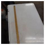 Vintage Enamel Top Table with wooden base, aka "bread table" for rolling dough