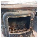 Vintage Ornate Cast Iron Wood/Parlor Stove - Chrome Top is removable for flat cooking surface