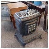 Vintage Ornate Cast Iron Wood/Parlor Stove - Chrome Top is removable for flat cooking surface