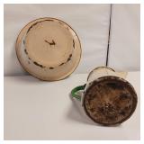 Almond Green 13.5"  wash basin and 10.5" Kettle/Coffee Pot Enamel Ware Set