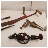 Vintage Double Gear Hand Drill & Other Hand Tools