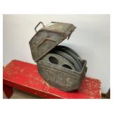 Three Large Antique Movie Reels in Canister