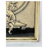 Framed Original Art - Jester with Pumpkin - Signed Johnson