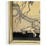 Framed Original Art - Jester with Pumpkin - Signed Johnson