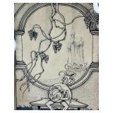 Framed Original Art - Jester with Pumpkin - Signed Johnson