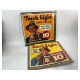 Two Torch Light Chewing Tobacco Paper Advertisments