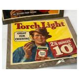Two Torch Light Chewing Tobacco Paper Advertisments