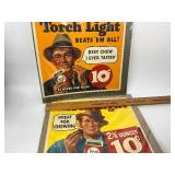 Two Torch Light Chewing Tobacco Paper Advertisments
