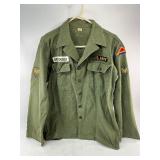 Vintage Army Long-Sleeve Shirt with Patches