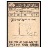Frank Gifford 1959 Topps #20 New York Giants Football Card