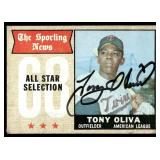 Tony Oliva On-Card Auto 1968 Topps #371 Minnesota Twins Baseball Card