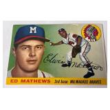 Eddie Mathews 1955 Topps #155 Vintage Baseball Card (trimmed all around)