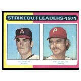 1974 Strikeout Leaders - Nolan Ryan/Steve Carlton 1975 Topps #312 California Angels/Philadelphia Phillies Baseball Card