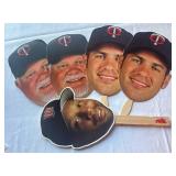 5 Minnesota Twins Player Heads on Stick 0 Puckett, Gardenire - Baseball
