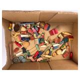 Vintage Wooden Village Trees and People