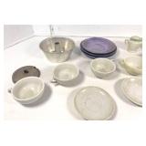 Lot of Misc. Doll Dishes Tea Set Aluminum Cake Pan