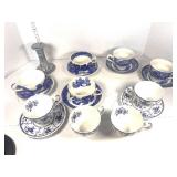 Lot of Misc. Tea Cups and Plates Blue Willow and Lakeview Japan