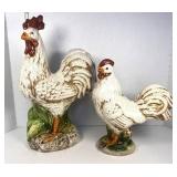 Two Large Chicken Firguines Crazing