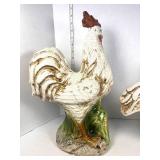 Two Large Chicken Firguines Crazing