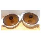 2 Fire King Casseroles with Lids 1 and 2 Quarts