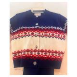 Adorable Never Worn  Vintage Baby Sweater Outfit Blue and Red