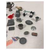 Box of Vintage Metal and Wood Miniatures