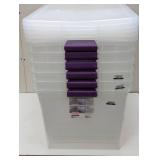 6 Pack Sterilite 66qt ClearView Latch Box Clear with Purple Latches: Plastic Storage Container, Lidded & Stackable - 6 Pack