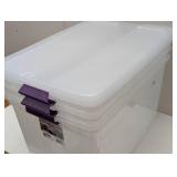 3 Pack Sterilite 66qt ClearView Latch Box Clear with Purple Latches: Plastic Storage Container, Lidded & Stackable