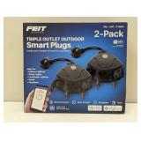 Feit Electric Triple Outlet Outdoor Smart Plugs, 2-Pack, WiFi, Controls Devices from Anywhere, Voice Control, Schedules, Timer, Compatible with Alexa and Google Home, Black