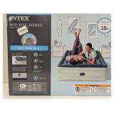 Intex Elevated 18" Pillow Rest Queen Air Mattress with Internal Pump - Off-White/Blue