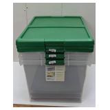 Set of 3 Large Latching Clear Ornament Storage Box with Green Lid - Brightroom™