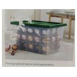 Set of 3 Large Latching Clear Ornament Storage Box with Green Lid - Brightroom™